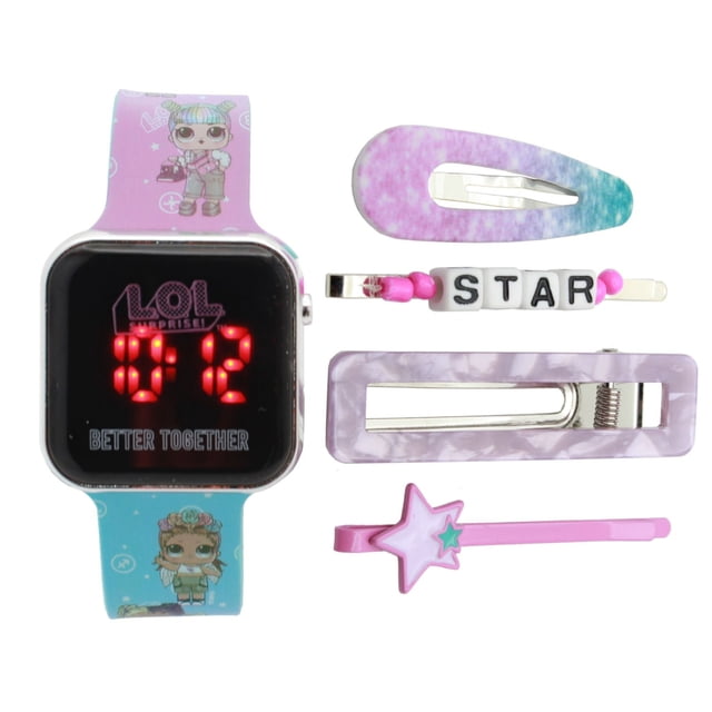 Montre LED LOL Surprise avec accessoires pour cheveux