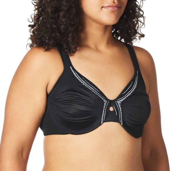 Women's Olga 35912 Butterfly Effect Minimizer Bra (Black/Smoked Pearl 42DD)