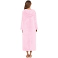 thumbnail image 4 of WRKEKC Robes for Women Solid Color Long Sleeve Fall Winter Flannel Open Front Hooded Zip Robe Womens Casual Bathrobe, 4 of 4