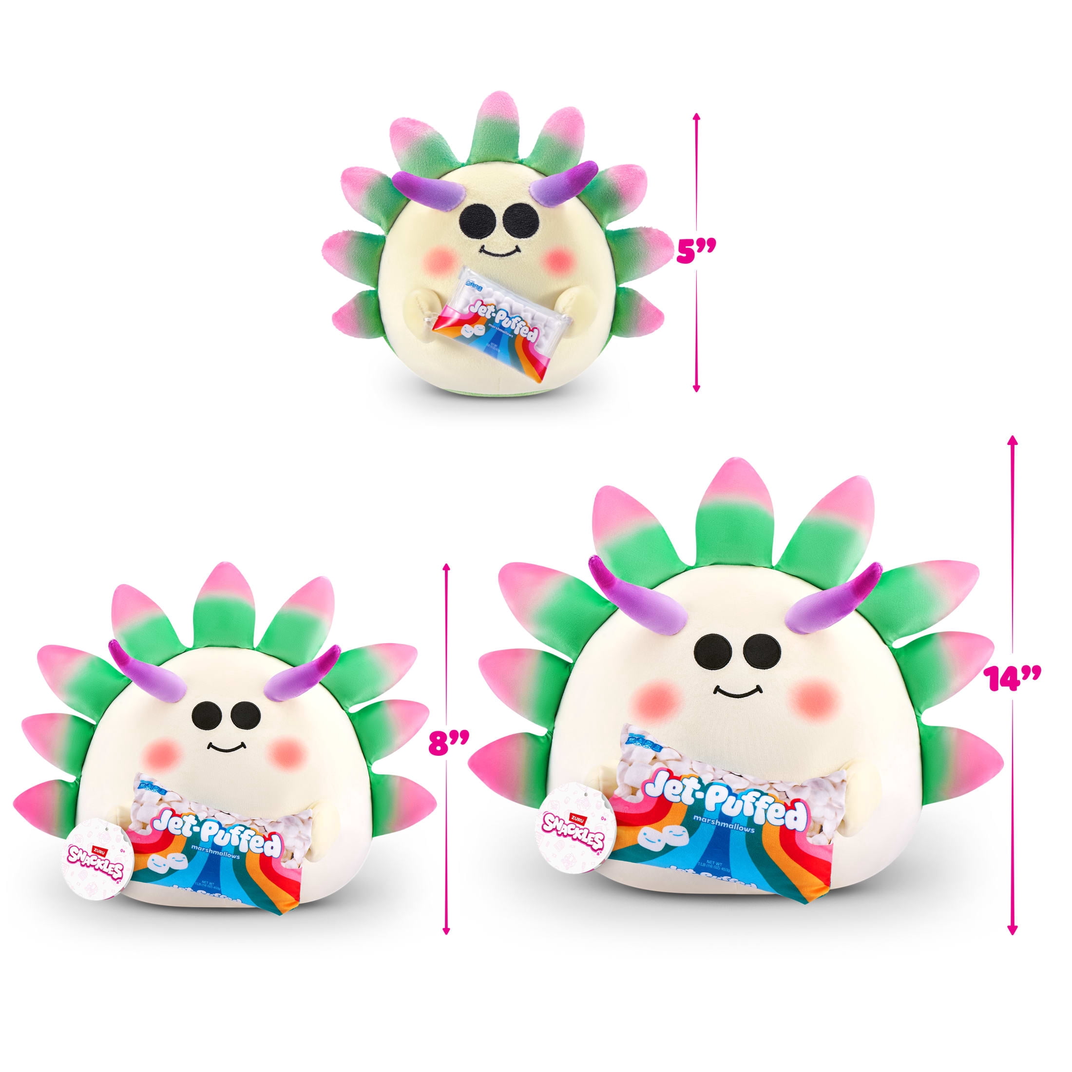 Snackles Peluche série 3 14 pouces sous licence de ZURU (Sea leaf slug w/Jet-Puffed) de ZURU, Peluche avec licence accessoires Snack Brand