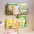 thumbnail image 2 of Wall-Mounted Acrylic Book Display Shelf - Transparent, Drill-Free Installation with Included Non-Trace Nails, Space-Saving Design for Kids' Books, Oxford Magazines, Bedroom & Living Room Decor, 2 of 6