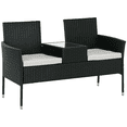 thumbnail image 1 of Outsunny Mobilier de Patio, Causeuse en Rotin PE à Table Centrale, Coussin, Gris Pâle, 1 of 10