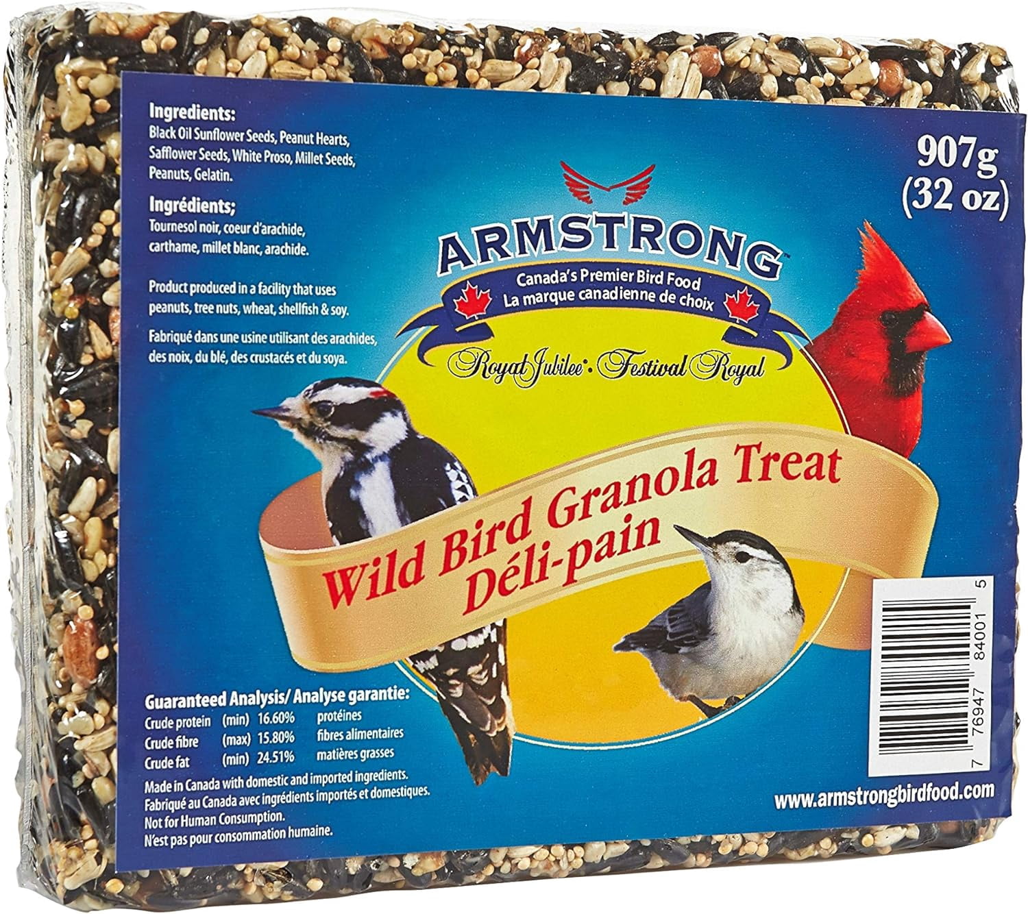 Gâteau de graines granola pour oiseaux sauvages Armstrong, 1 unité, 907 g