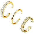 thumbnail image 1 of Women's Gold Plated Zirconia Flower Toe Ring Set Adjustable Stackable Foot Jewelry For Daily Wear Party And Beach 3PCS, 1 of 5
