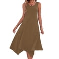 thumbnail image 1 of Summer Clearance 2025! Womens Plus Size Dress,Summer Dress Clearance for Womens,Womens Dresses Sleeveless Round Neck Drawstring Casual Ruffle A-Line Mini Dress, 1 of 5
