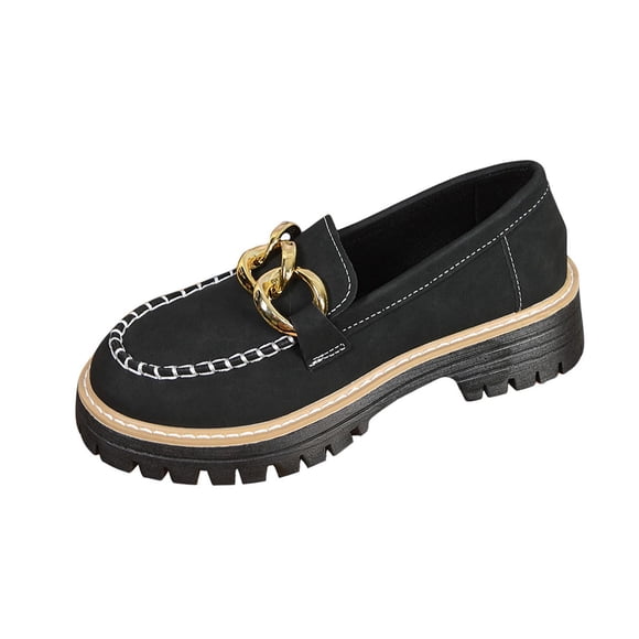 Birdeem Women's Casual Loafers, Frosted Round Head, Thick Heel, Thick Bottom, Mid Heel Shoes, Shoes for Women, Heels for Women