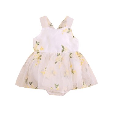 Honganda Baby Girls Romper Dress, Sleeveless Embroidery Flower Patchwork Bodysuit Summer Clothes