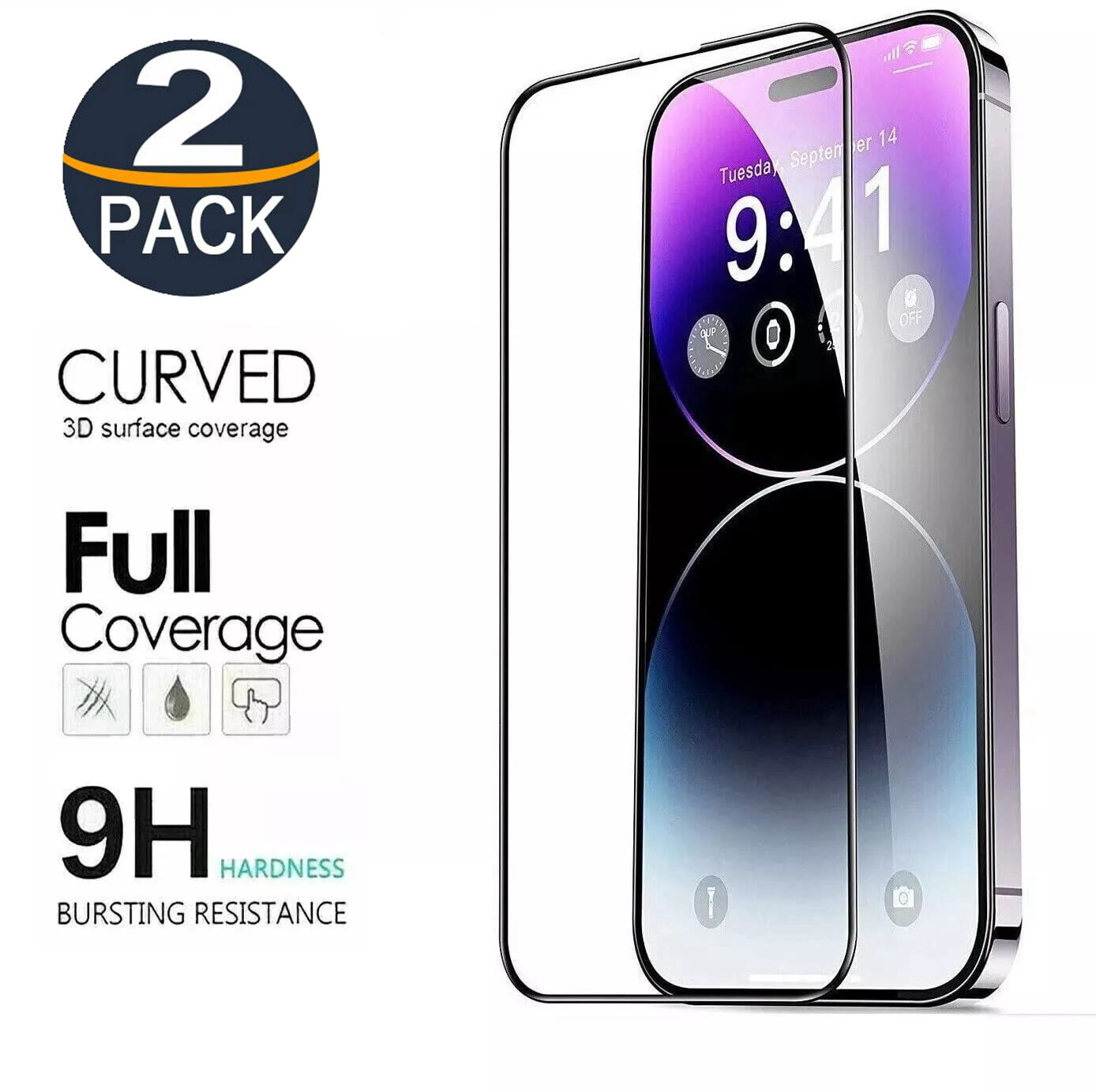 2 Packs [PST] iPhone 15 / 16 Screen Protector, Full Coverage Tempered Glass Screen Protector with Case Friendly & Bubble Free
