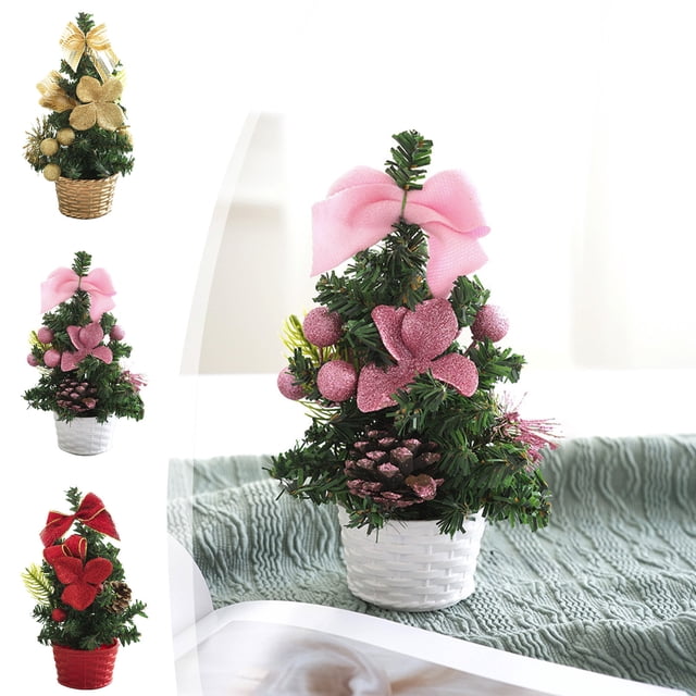 Pvc Christmas Tree Mini Christmas Tree Desktop Ornament PVC 20x10cm Multicolor Holiday Decoration for Home,Gold 1Pcs JASKFLY