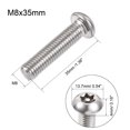 thumbnail image 2 of Unique Bargains Vis de Sécurité Torx M8x35mm pour Machine en Acier Inoxydable 304, Lot de 10, 2 of 5