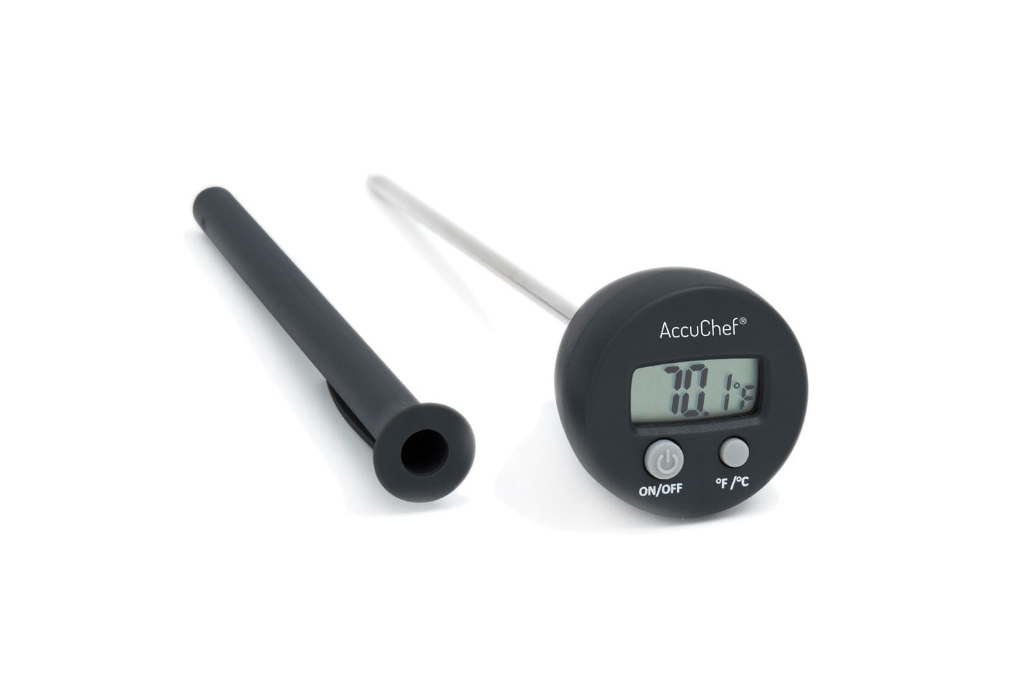 AccuChef Digital Thermometer, Black and Stainless-steel with Probe Cover, Model 2240