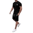 thumbnail image 3 of Men's Suits 2 | 2024 Summer Tracksuit for Men Plus Size Short Sleeve O Neck Athletic Suit Casual Color Block Drawstring Waist Tracksuit Set, 3 of 6