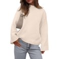 thumbnail image 4 of Women'S Long Sleeve Ribbed Knit Loose Pullover Sweater Tops Fuzzy Knit Casual Chunky Fall Outfits Clothes Beige L, 4 of 9