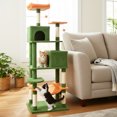 thumbnail image 4 of Costway 70" Cat Tree for Indoor Cats with Padded Top Perch, Dual Condos, Hammock, Platforms Green, 4 of 10