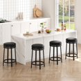 thumbnail image 3 of 360°Swivel Bar Stools Set,  PU Leather Counter Height Barstools with Footrest & Metal Frame, Upholstered Backless Round Bar Stools for Kitchen Island, 3 of 7