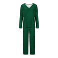thumbnail image 4 of Timegard Ensembles de Pyjamas pour Femmes 2 Pcs Manches Longues Col en V Haut Froncé et Pantalon Automne Décontracté Doux Tenues de Pjs, 4 of 4