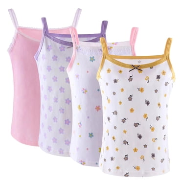 Hbhpov Girl's Soild Undershirt, Kids Soft Cotton Cami Tank Top 4-Pack, Size 2-8T