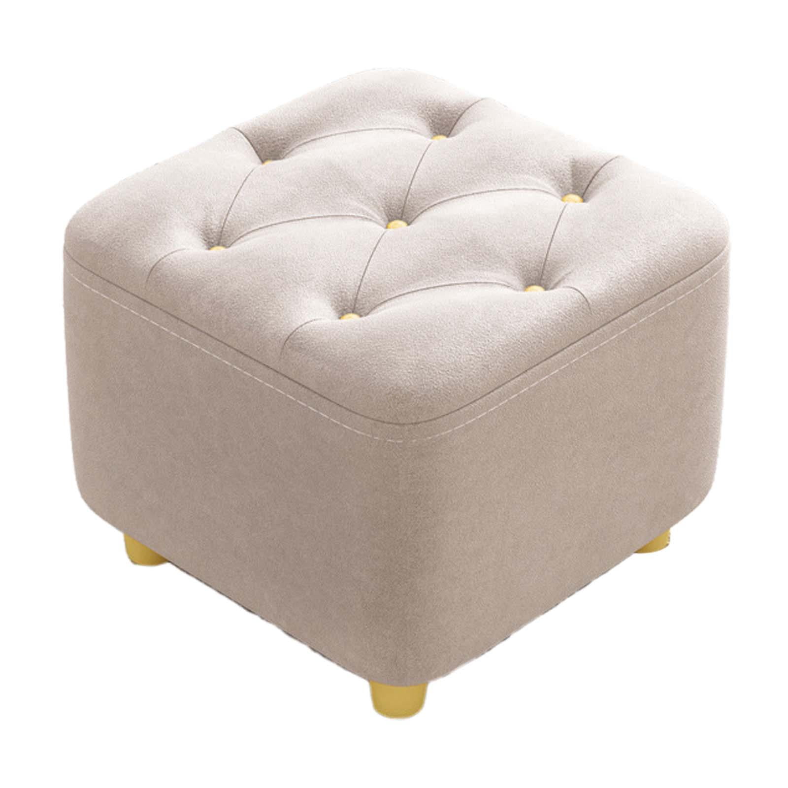 Foot Rest Foot Stool Stable Seat Chair Change Shoe Stool Small Footstool Ottoman Stool for Bedside Nursery Couch Office Home beige