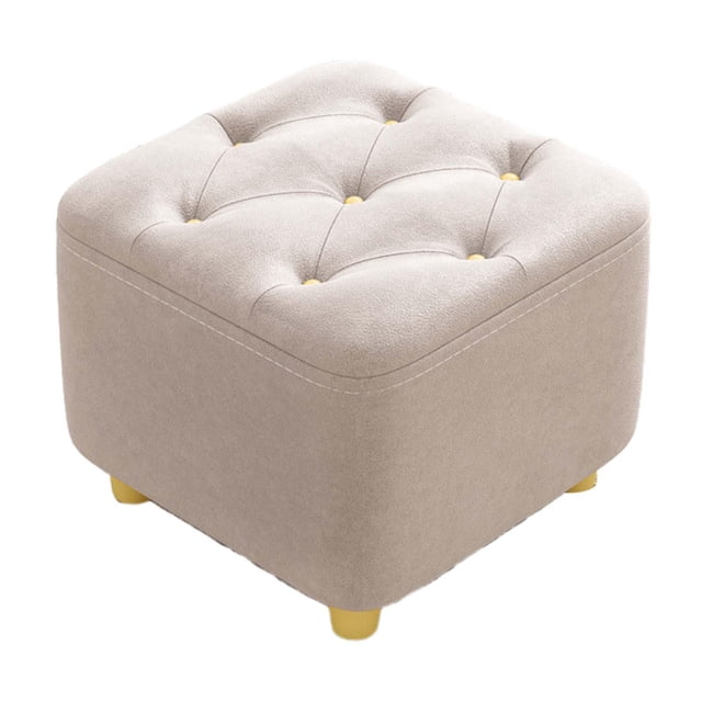 Ottoman Stool Mute Bottom Pads Stylish Foot Rest for Bedroom Entryway Office beige
