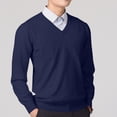 thumbnail image 2 of Xcmzpl Chandail-Robe à Col en V pour Hommes, Tricot, Manches Longues, Coupe Ajustée, Chandails Mode, Chandail à Enfiler, Chandail de Base Uni, Hauts de Chandail d'Automne, 2 of 5