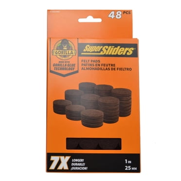 Super Sliders avec Gorilla Glue 1" brun patins ronds en feutre 48pc