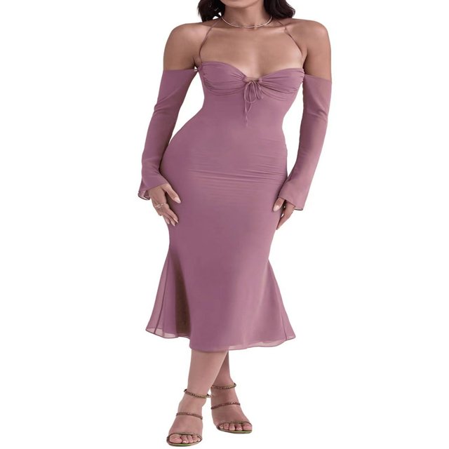 MesaSe Robes Maxi Décontractées à Bretelles Spaghetti pour Femmes Robe de Soirée Club Moulante Sans Manches