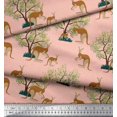 thumbnail image 2 of Soimoi Moss Georgette Fabric Tree & Kangaroo Animal Printed Craft Fabric by The Yard 42 Inch Wide, 2 of 3