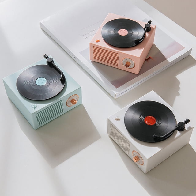 Turntable Universal Multicolor Wireless Speaker Stereo Sound Box Charging Home Stereo System Record Player Home Studio Desktop Hotel Shop Green