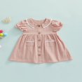 thumbnail image 2 of Baby Girl Doll Collar Dress  Short Sleeve Button Closure A-Line Dress, 2 of 9