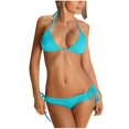 thumbnail image 2 of Cameland Fashion Women's Solid Color Sexy Bikini Drawstring Strap Swimsuit Set, 2 of 3