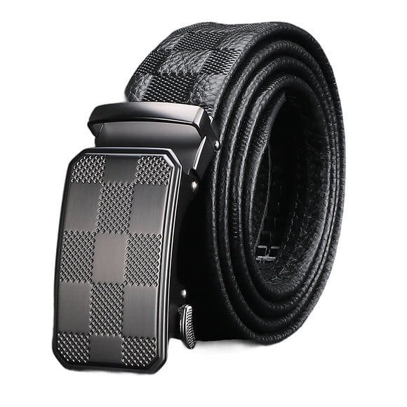 Toytexx 43 inch Men’s Ratchet Belt, Automatic Slide Buckle Dress Belt, Adjustable No-Hole Fit, Textured Strap, Scratch-Resistant Style Buckle, 3.5 cm Width