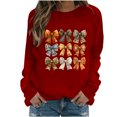 thumbnail image 3 of QATAINLAV Chandails à Manches Longues pour Femmes pour la Sensibilisation au Cancer du Sein, Mignon Chandail à Col Rond Imprimé Blouse 2025 Automne Tunique Décontractée Hauts Big Deal Days Rouge m, 3 of 5