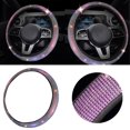 thumbnail image 2 of New Leather Steering Wheel Cover With Bling Bling Rhinestones Universal Fit 15 Inch Car Wheel Protector For Women Girls Purple, 2 of 6