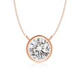 thumbnail image 1 of Angara Collier en Diamant Naturel - Collier Solitaire en Diamant Rond Serti Clos en Or Rose 14 K pour Femmes, 1 of 10