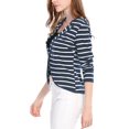 thumbnail image 4 of INSPIRE CHIC Women's Notched Lapel Button Decor Thin Striped Blazer XL Blue, 4 of 8