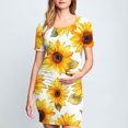 thumbnail image 2 of yoeyez Robe de Maternité Grande Taille pour Femmes à Manches Courtes, Col Rond, Imprimé Floral, Robe Soleil, Robe d'Allaitement de Maternité, Vêtements de Grossesse Grande Taille en Liquidation Multicolore,G, 2 of 6