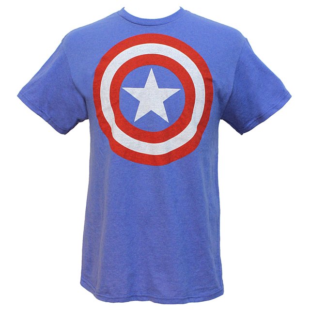 Marvel Universe Captain America Shield Men's T-Shirt (Light Blue, Small)
