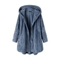 thumbnail image 1 of WEIYLL Jackets for Women Plus Size Solid Color Long Sleeve Hooded Button Pocket Blue Fall Coats Size 4XL, 1 of 8
