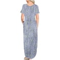 thumbnail image 4 of Ovzne Robes Grande Taille pour Femmes aux Formes Robe pour Femme Mode Robe Décontractée Imprimée à Manches Courtes à Col Rond avec Poches Robe Maxi Grande Taille à Manches Courtes Imprimée Liquidation, 4 of 5