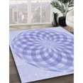 thumbnail image 3 of Ahgly Tapis Rond Lavable en Machine Intérieur Transitionnel Bleu Céleste, 8 Pieds Rond, 3 of 7