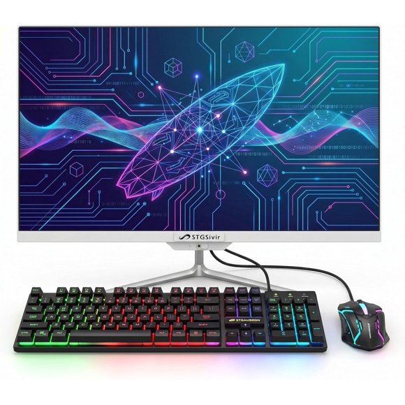 STGSivir All in One Desktop Computer, 23.8" FHD Display, Core i7 up to 3.9GHz, 16GB RAM, 512GB SSD, WiFi 5, BT 5.0, Webcam, Windows 11 Home