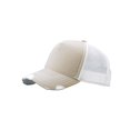 thumbnail image 1 of Cotton Twill Distressed Mesh Trucker Hat, Khaki/White, 1 of 1