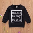 thumbnail image 2 of Baby Pullover Sweater, mama is my bestie Letter Printing Ribbed Closing Classic Round Neck Spring Clothing, 2 of 6
