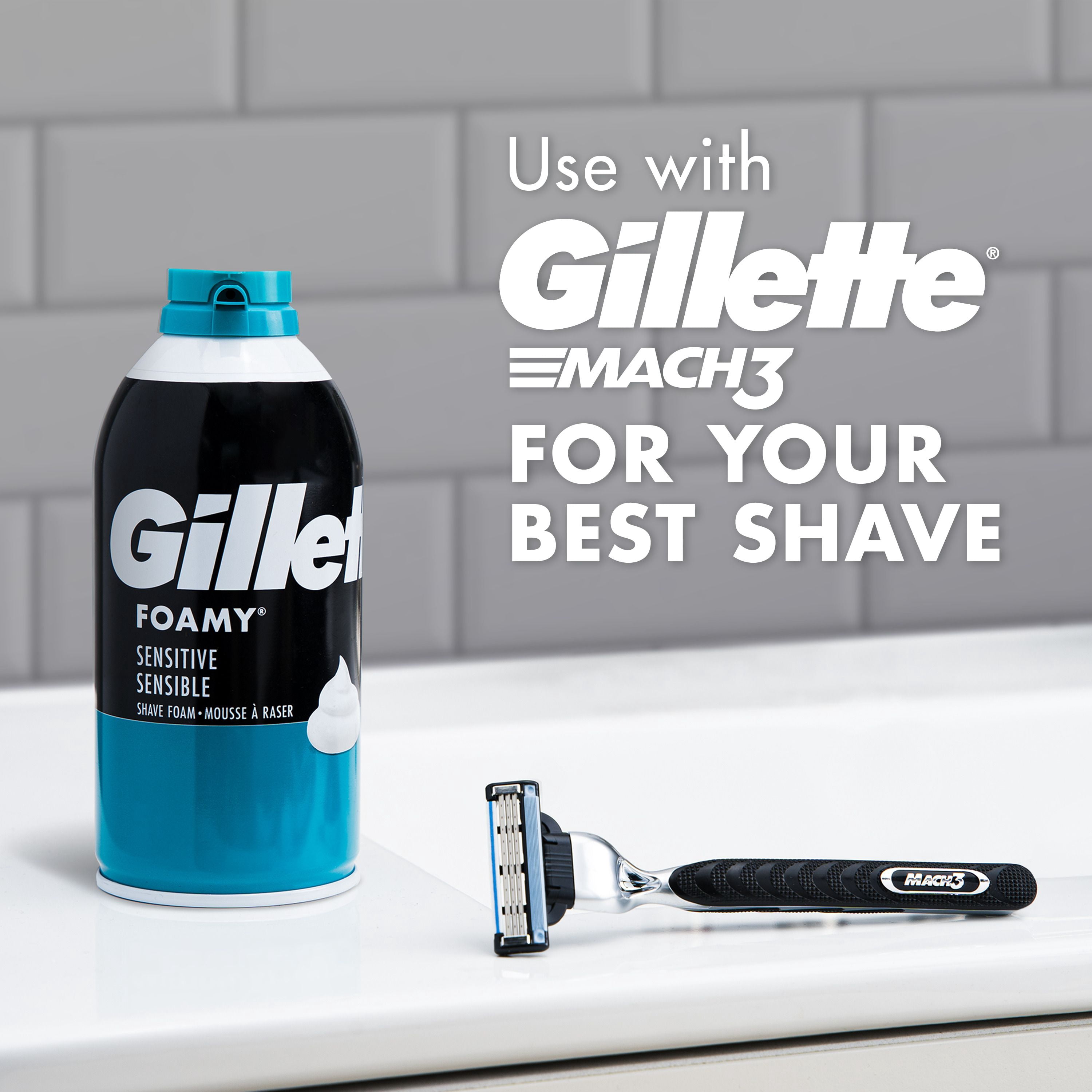 Mousse à raser pour hommes Gillette Foamy peau sensible