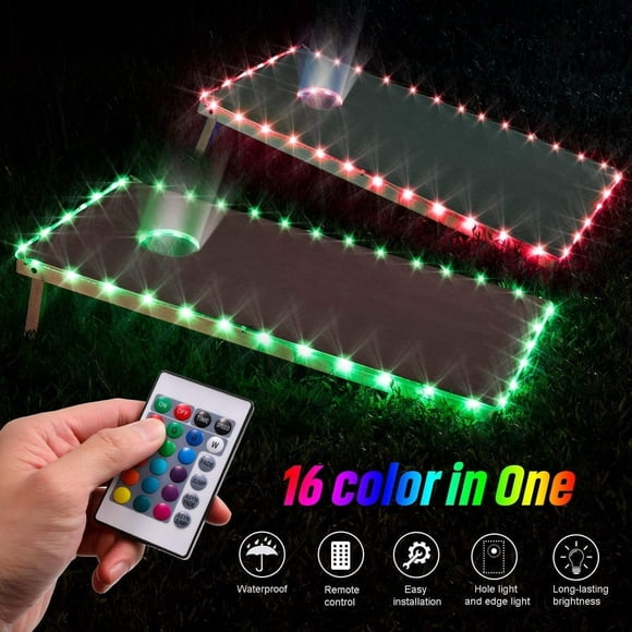 DEBGFS Set of 1 Cornhole Lights  16 Colors Changing Cornhole Board Hole and Edge Lights with Remote Controlled  Cornhole Set for Family Backyard Bean Toss Cornhole Game,none,none