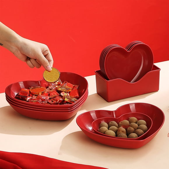 Vrorvz Heart Shaped Party Plates Set of 5 for Cakes Snacks Desserts and Fruits Suit for Festive Occasions Long Lasting and Lightweight Easy to Clean Suit for Celebrations and Events