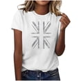 thumbnail image 1 of Pisexur Hauts pour Femmes, Hauts d'Été pour Femmes, Hauts pour Dames, Nouveau Pull à Manches Courtes Col Rond Décontracté Imprimé Blanc, TG, 1 of 5