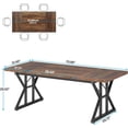 thumbnail image 2 of Tribesigns Farmhouse Dining Table for 6 People, 70.8-Inch Rectangular Wood Dining Table, Rustic Kitchen Table with Heavy Duty Metal Legs for Dining Room (Brown/Black), 2 of 7