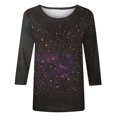 thumbnail image 4 of UPPADA Blouses pour Femmes Grande Taille à Manches 3/4, T-Shirts à Imprimé Floral Teintable, Chemises Décontractées Tendance à Col Rond, Chandails Confortables à Enfiler, Hauts Blouses Mignons d'Été, Chemises à Manches 3/4 pour Femmes, Économie, 4 of 5