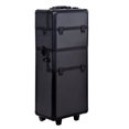 thumbnail image 1 of HOMCOM 3 in 1 Aluminum Makeup Train Cases Rolling Cosmetic Organizer Box, 1 of 10